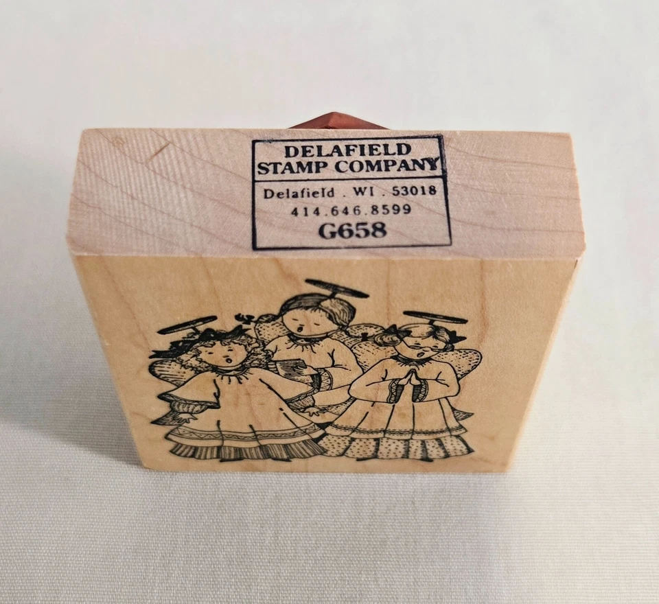 Delafield Stamp Company - Sello de goma de tres ángeles de coro - G658 Foto 2 de 3