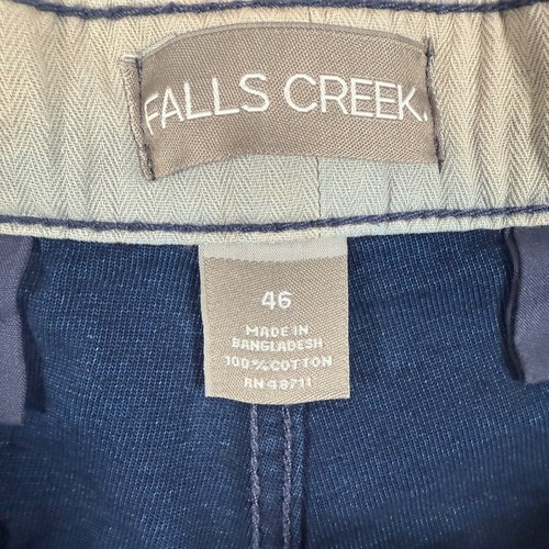 Falls Creek Coastal Striped Shorts Flat Front Casual Drawstring Blue 46 Summer - Picture 5 of 7