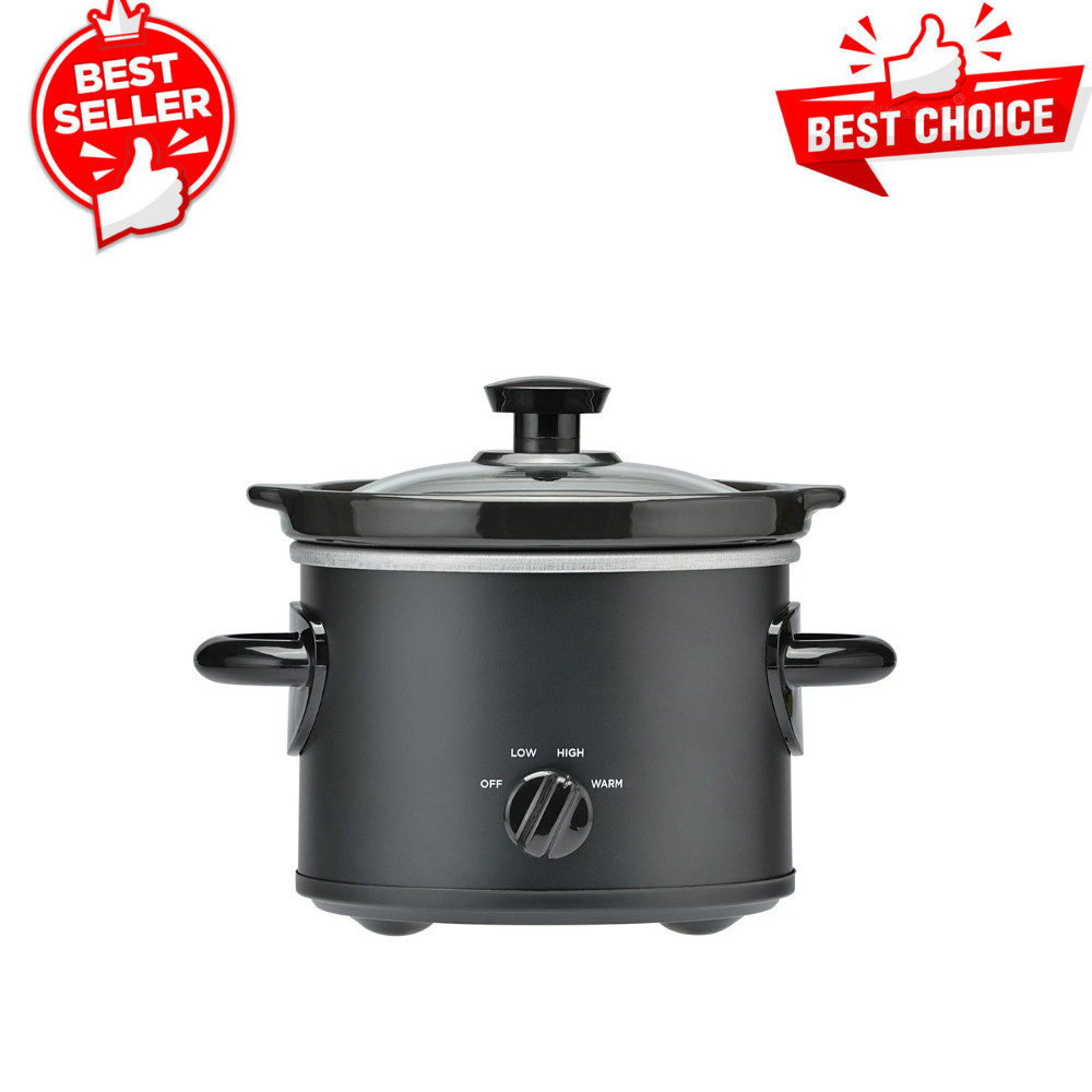 2 QUART Slow Cooker, Matte Black Finish, Removeable Stonewar