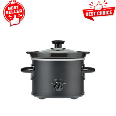 2 QUART Slow Cooker, Matte Black Finish, Removeable Stoneware Pot- FREE SHIPPING