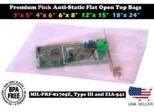 Pink Anti-Static Flat Open Top Poly Plastic Bags 2MIL Hard Drives Electronics 