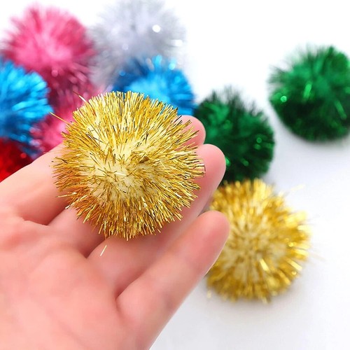 20 Pack 2 Inches Cat Sparkle Balls for Cats Large Size, Glitter Pom Poms Fuzzy C - Picture 4 of 8