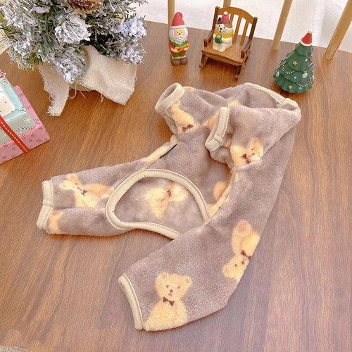 Puppy Dog Velvet Pajamas Pullover Plush Jumpsuit Pet Clothes Cute Cartoon - Picture 12 of 15