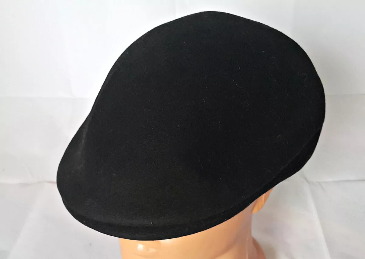VINTAGE AUTHENTIC BLACK WOOL BLEND NEWSBOY CABBIE CAP HAT SIZE US7