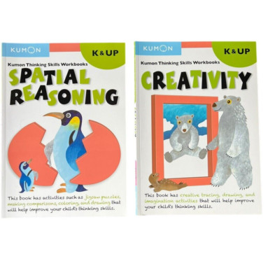 2 Kumon Thinking Skills Workbooks K and Up: Spatial Reasoning and Creativity NEW