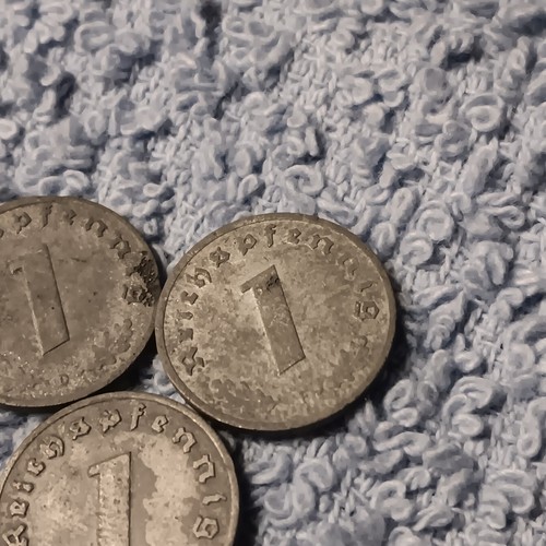 3 Damaged World War 2 1 Reichspfennig ,Germany , See Photos!! - Picture 13 of 17