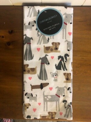 Cynthia Rowley Dog Kitchen Towels Set of 2 Puppy Love