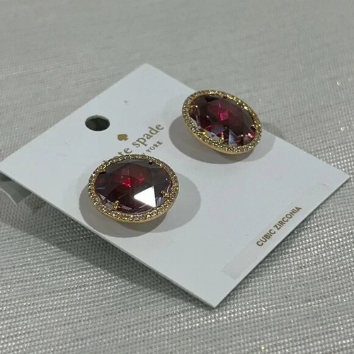 Nwt - Kate Spade NY She Has Spark Fuchsia Crystal Stud Pierced Glam Earrings - Picture 3 of 5