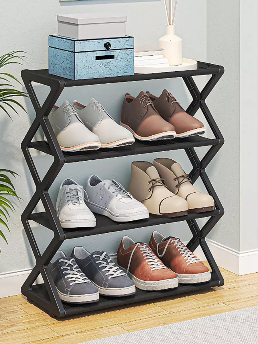 Real Living Black 4-Tier Wire Shoe Rack