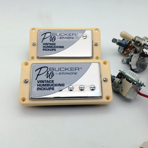 ProBucker Humbucker Pickup with Pro Wiring Harness for Epiphone LP&SG Chrome - Picture 3 of 3