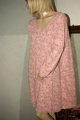 Negligee  Nachtkleid Nachthemd Bigshirt rosa Sternchen weiß grau Baumwolle XL