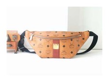 Auth MCM Visetos Cognac Brown Monogram Waist Bag Germany