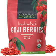 Viva Naturals Organic Dried Goji Berries, 1 Lb 454 G Non-Gmo, Vegan Wolfberr