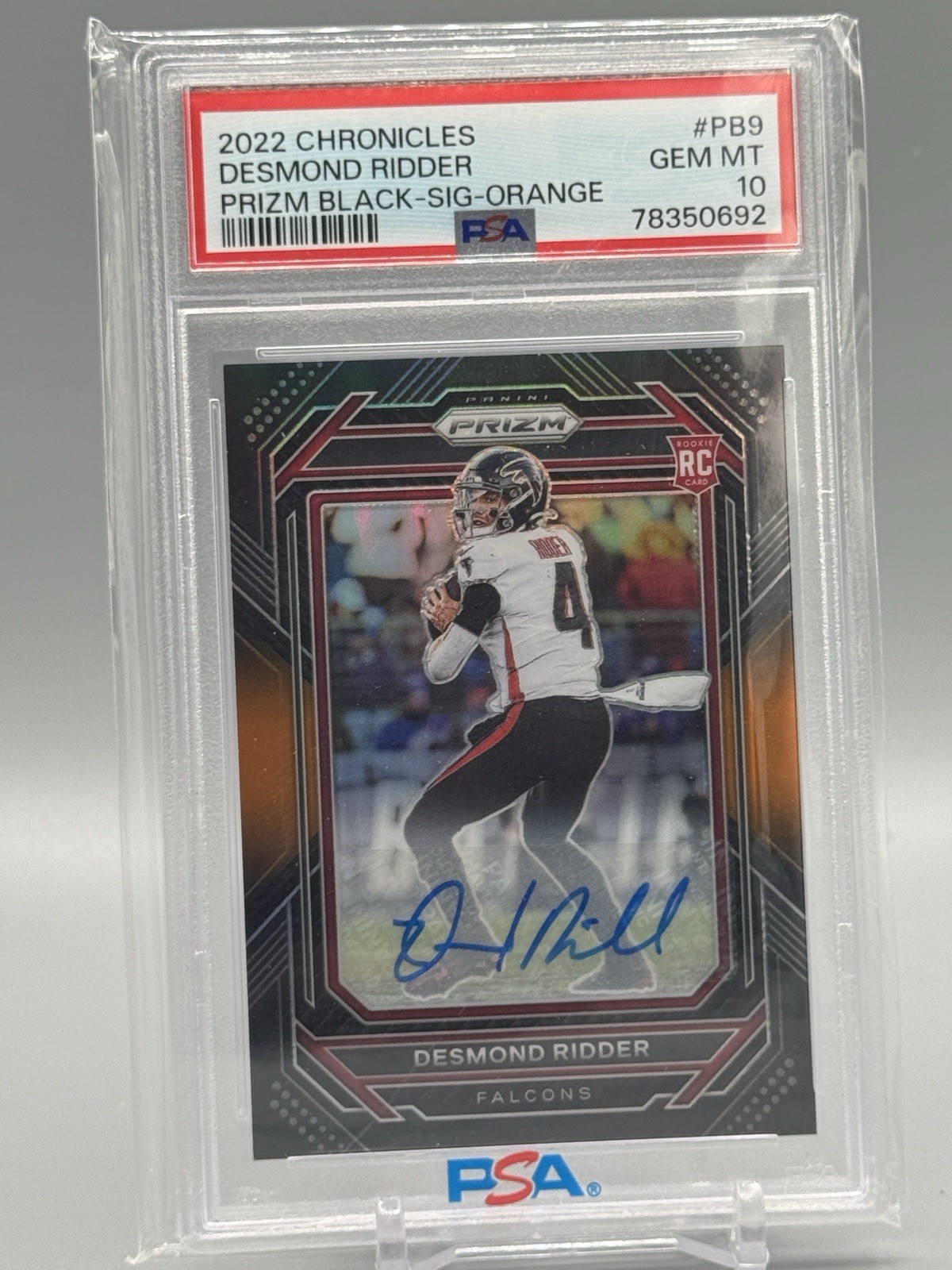 Desmond Ridder Panini Chronicles Prizm Black #PB9 Autograph Orange