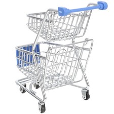 Kids Mini Shopping Cart Toy Dark Blue Durable Reusable Desktop Ornament
