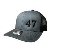 Embroidery Richardson 112 Charcoal Grey And Black Trucker Hat Trump 47, Dad Gift