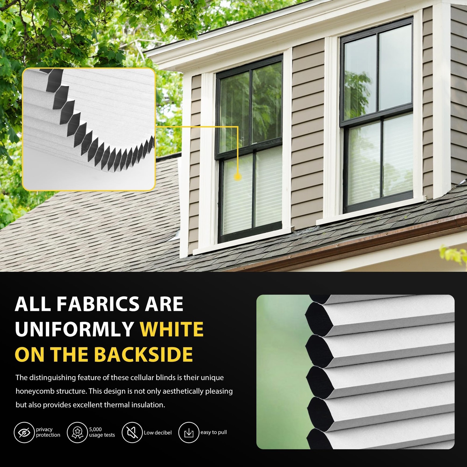 Top Down Bottom Up (TDBU) Cellular Shades Cordless Honeycomb Blinds for Indoo...