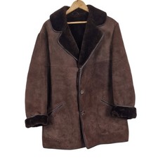 Vintage Lammfell Shearling Mantel Braun Made in England Gr&ouml;&szlig;e 42 Original