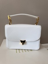 Vintage BIENEN DAVIS White Patent Leather Top Handle Toggle Clasp Handbag