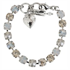 Mariana Rhodium Champagne and Caviar Simulated Pearls Tennis Crystal Bracelet