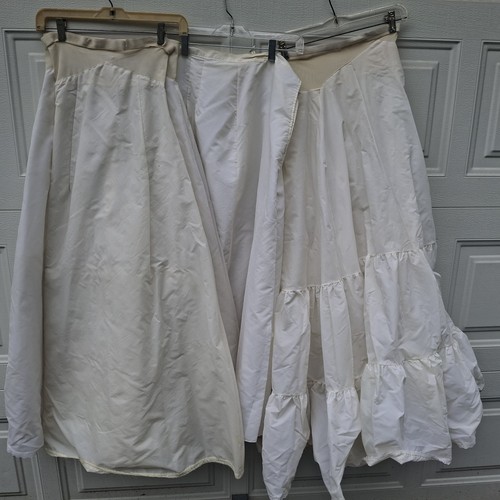 LOT OF: 5 White Bridal Slips & Large Bag Of Tulle. Theater reenactment costumes 