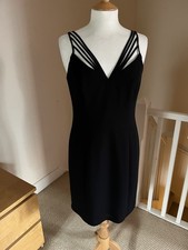 Frank Usher Little Black Dress 12 Vintage Short Strappy Built In Corset Cocktail