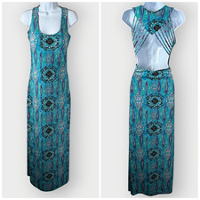 Say What Maxi Dress | Teal Tribal | Cage Open Back | Boho Hippie Festival
