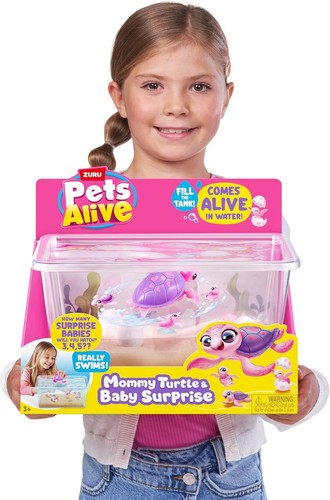 Pets Alive Mama Schildkröte & Baby Überraschung Spielset Serie 1 kommt lebendig im Wasser Neu - Bild 5 von 6
