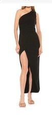 Alexia Admor One-Shoulder Black Maxi Slit Formal Dress – Size 8