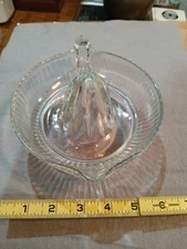 Vintage Juicer Glass Citrus Reamer Squeezer Orange Lemon Clear Country Farm
