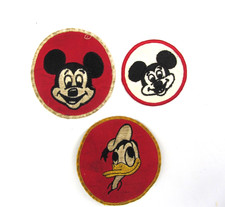 Vintage Disney Mickey Mouse Donald Duck Circular Sew-On Patches 3 Lot