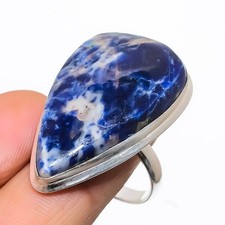 Sodalite Gemstone Handmade 925 Sterling Silver Jewelry Ring Size 9 l374