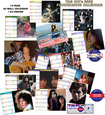 SALE - 14-PAGE 2026 WALL CALENDAR & POSTER - A MARC BOLAN SHRINE FUNDRAISER