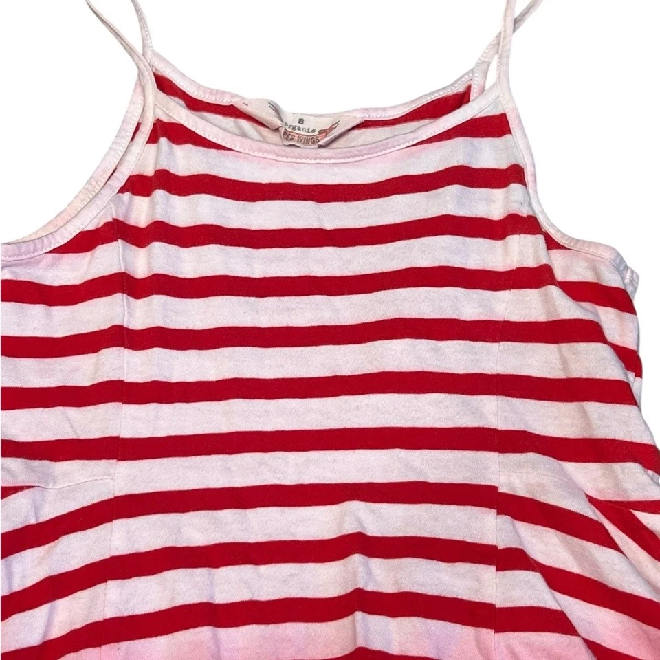 Vestido sin mangas con volantes blancos y rojos con alas de papel con correas de espagueti, talla 8 Foto 4 de 4