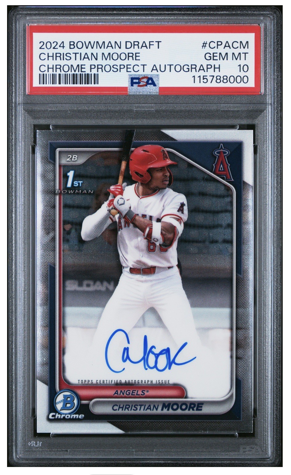 Christian MOORE 🔥 1st Bowman AUTO PSA 10 💎 2024 Bowman Draft Rookie #CPA-CM