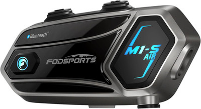 Fodsports M1-S AIR Einzel Motorrad Gegensprechanlage, Motorradhelm Gegensprechanlage für 6 Motorräder