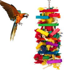Extra Large Natural Wood Bird Toys for Macaws, African Grey, Amazon Parrots Gift