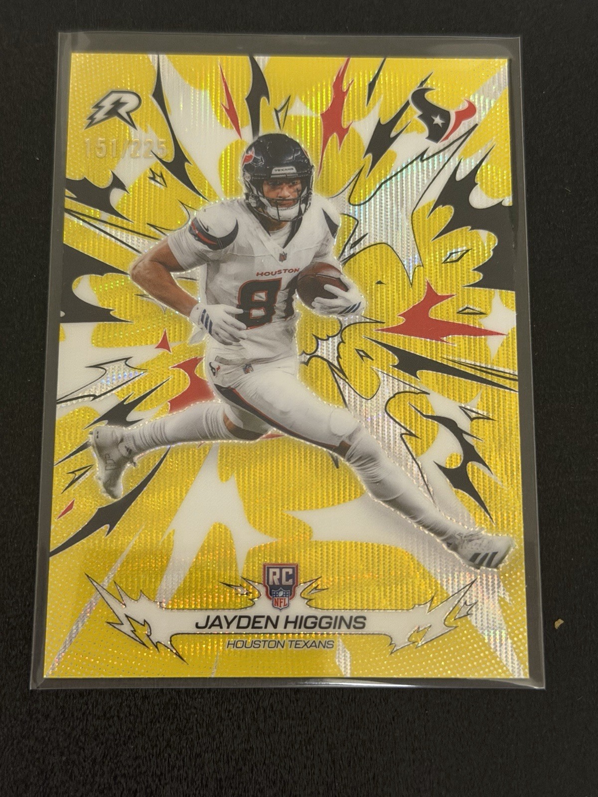 Jayden Higgins 2025 Topps Resurgence Yellow Surge Refractor /225 #136 Texans