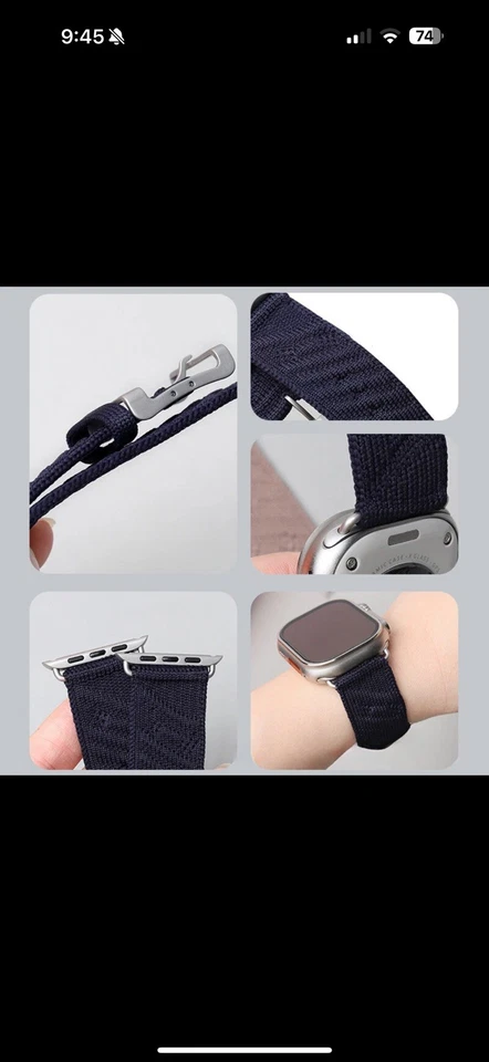 Correa de reloj de nailon con hebilla de titanio para Apple Watch Hermes Ultra 1/2 49 mm Foto 2 de 4