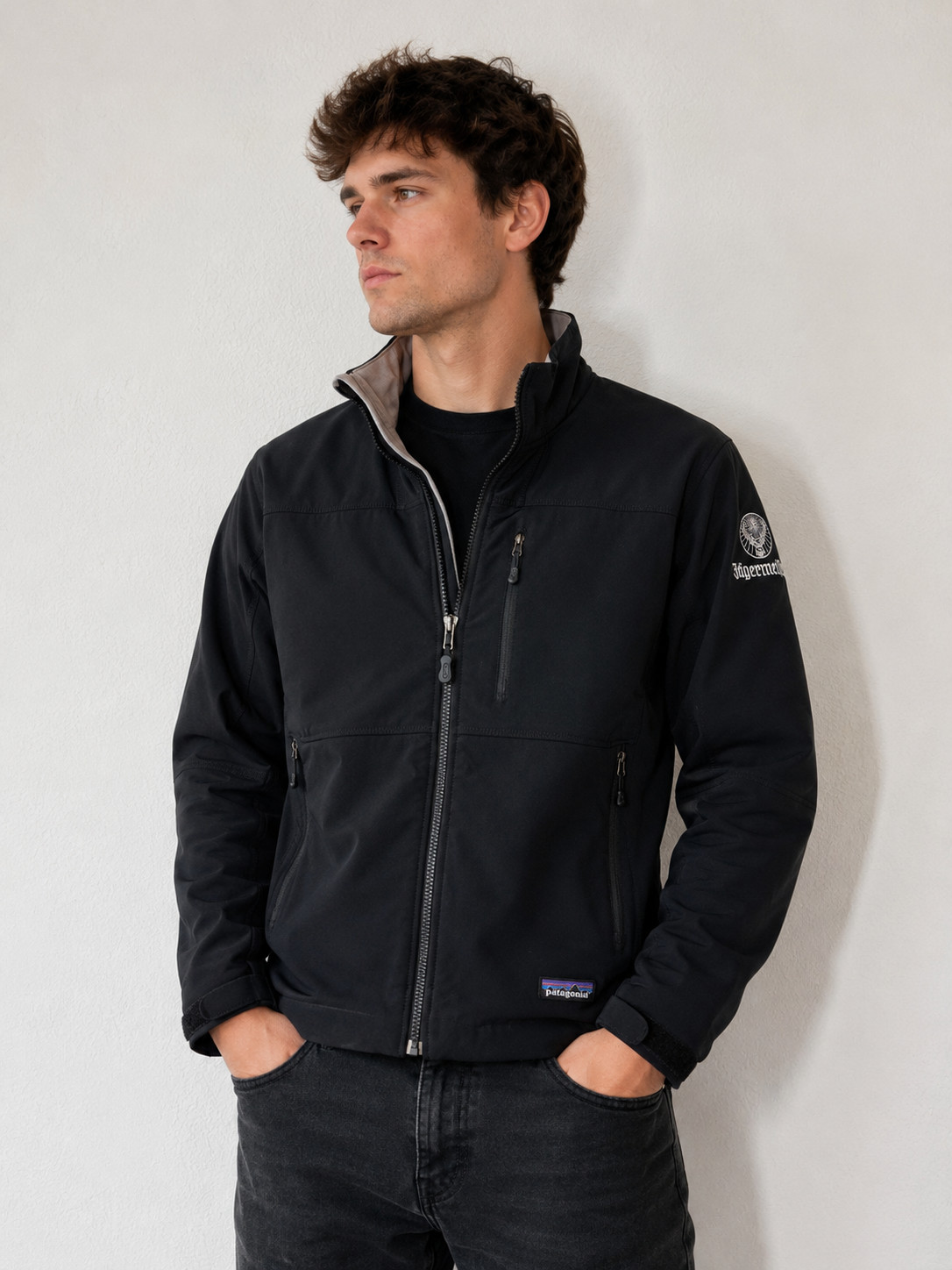 Patagonia Jacket XS Black Soft Shell Fleece Lined Jagermeister Logo Full Zip image 10