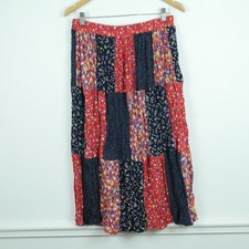 Vintage P Large Skirt Midi Boho Patchwork Cottagecore Floral 90s Western Hippy