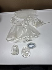 Build a Bear Glitter Wedding Dress With Veil, Shoes, Garter Belt Flowers