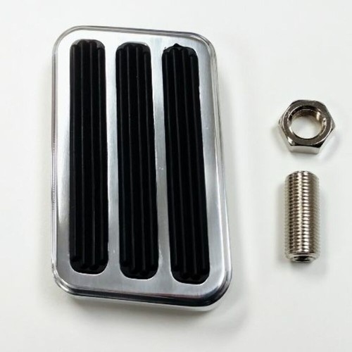 Polished Aluminum Brake Pad w/ Rubber Inserts - 4-1/2" x 2-1/2" Street Rod - Imagen 3 de 4
