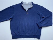 Peter Millar 1/4 Zip Sweater Mens Large Blue Cotton Pullover Golf Preppy