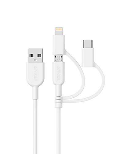 Anker PowerLine II cable 0.9m white 3in1 for Lightning/USB-C/Micro MFi-Certified - 第 1/7 張圖片
