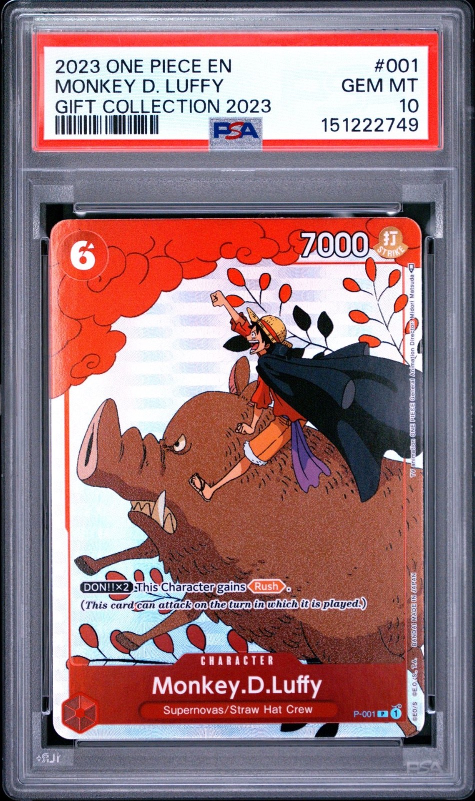 One Piece En Monkey D Luffy Gift Collection P-001 PSA 10 Gem Mint