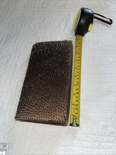 Brown satin, beaded 8 by 4.5 inch clutch bag for formal or semi-formal occasions
