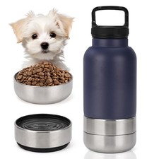 Dog Water Bottle, 3 in 1 Portable Insulated Pet Travel Water Bottle with 2 De...