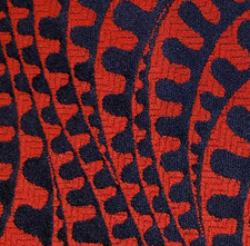 1970s VINTAGE FUNKY DISCO MOD MENS TIE  BLUE w/ RED WAVES  INCREDIBLE   56"