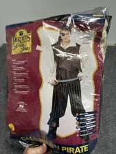 Caribbean Pirate Captain Buccaneer Man Fancy Dress Up Halloween Adult Costume M